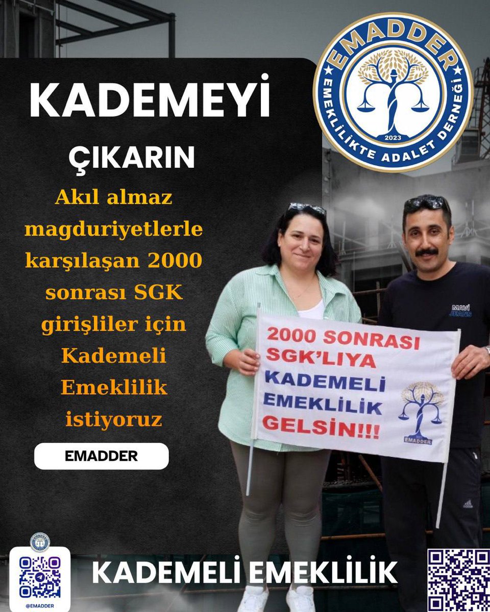 1 güne 17 yıl adaletsizliğini bir an önce halledin çünkü çalışanın sabrı tükendi
#KadmeyiÇıkarın 
<a href="/EmadDernegi/">EMEKLİLİKTE ADALET DERNEĞİ ⚖️</a> 
<a href="/adilemeklilik/">Emeklilikte Kademeli Yaş Düzenlemesi</a>