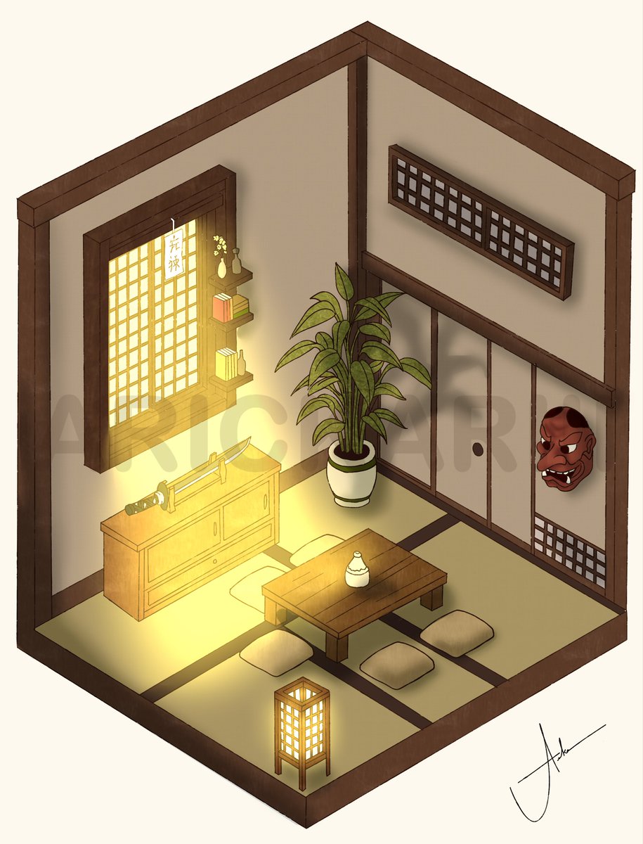 arickariii's tweet photo. “ Enviroment Interior Design project “ process.

- I consider this commission project as a study as well, since I don’t do backgrounds often. 

#InteriorDesign #Gaming #Concept #Japan #art https://t.co/GhdR6livsT
