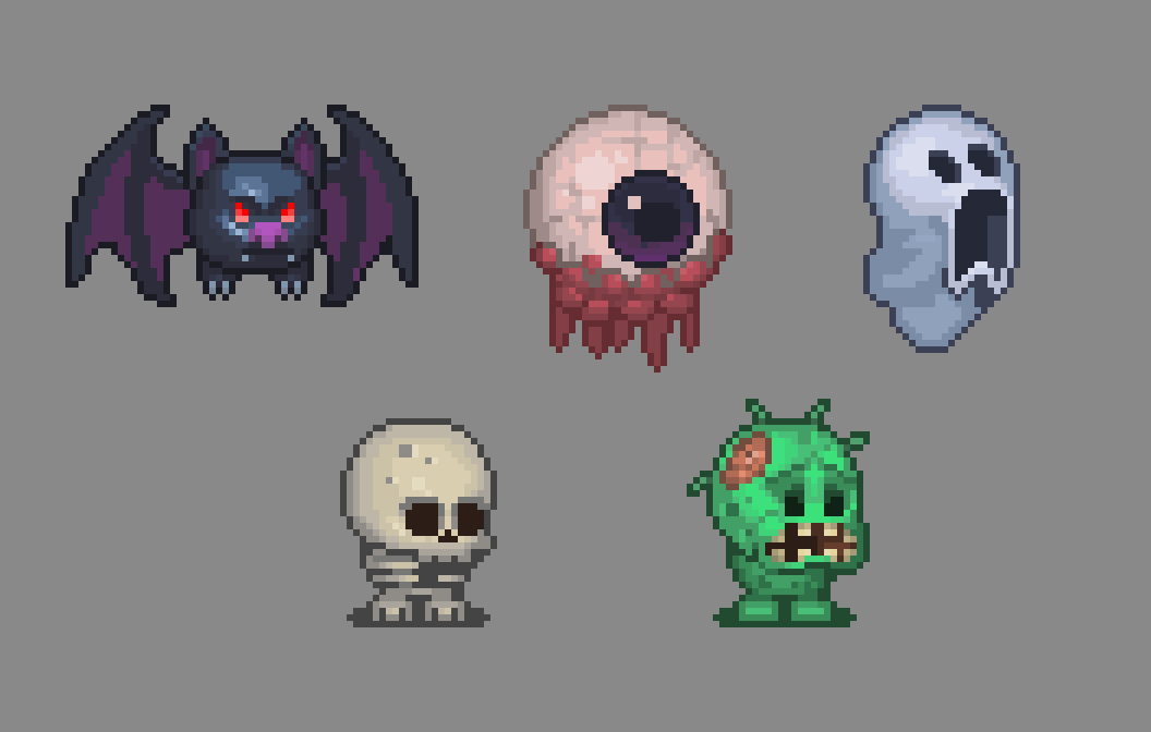 Making pixel game assets to sell (32x32):
World OF Lil Bro

making more night mobs...

any advice and critics on my work??

#art #pixelart #gamedev #gamedevs #indiedev #indiedevs #IndieGameDevs