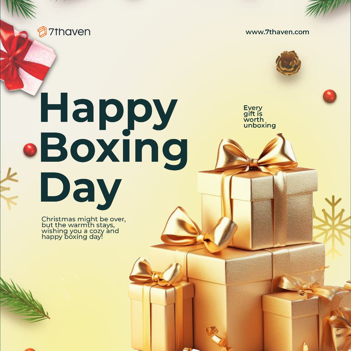 7thaven__'s tweet image. Happy Boxing Day! 🎁

Today is all about giving, gratitude, and sharing joy with family, friends, and community.
As the festive season continues, we celebrate giving and the gift of making transactions.
May this Boxing Day bring seamless peace and prosperity.

#7thaven #BoxingDay