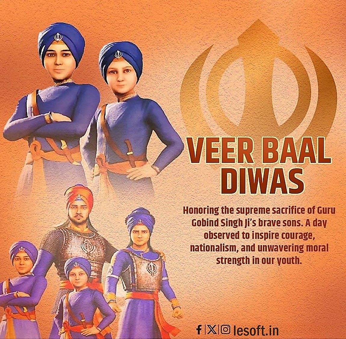 LeSoft_India's tweet photo. Young hearts. Unbreakable spirit. Infinite courage.
This Veer Baal Diwas, Le-Soft Fashions Private Limited remembers the Sahibzade of Guru Gobind Singh Ji, whose sacrifice teaches us that age never defines bravery—values do. 🌸 https://t.co/jPXI92YGdk