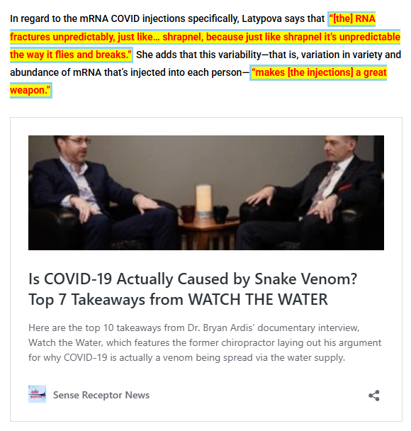 Jikkyleaks's tweet photo. @SenseReceptor @HankRearden2023 "Viruses don't exist"
"COVID was a toxin"
"There are venom peptides in the vaccines"
"mRNA is like shrapnel"
All from you and Sasha.
Are you working for her?
Or for DARPA?
#SashaGate #GOJane https://t.co/OX0kPFn95G