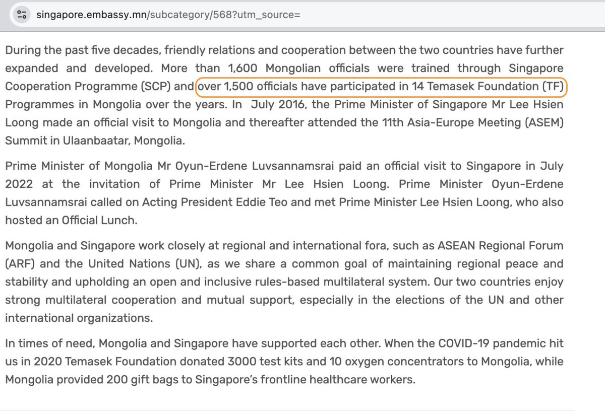 Сингапурын Темасек(Temasek) сан дээр 108 удаагийн өндөр түвшний уулзалт хийж,1500 төрийн албан хаагчид Темасекийн сургалтанд хамрагдсан бна шүү...!!!
Sent from Viber viber.com/invite/6873a0c…