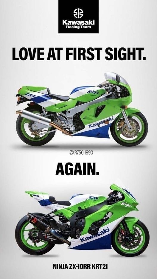 ⛩️⛩️🇯🇵 1990 #Kawasaki ZXR 750, 2021 Kawasaki ZX-10RR.