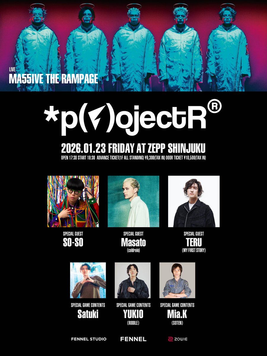PROJECT FENNEL at Zepp Shinjuku

━━━━━━━━━━━━━━━━
SPECIAL GAME CONTENTSに
「Masato（coldrain）」が出演決定
━━━━━━━━━━━━━━━━

役者は揃った。あとは、遊び尽くすだけ。

12.27 10:00 一般販売開始
e-ticketbook.com/project-fennel…

Details
projectfennel.com