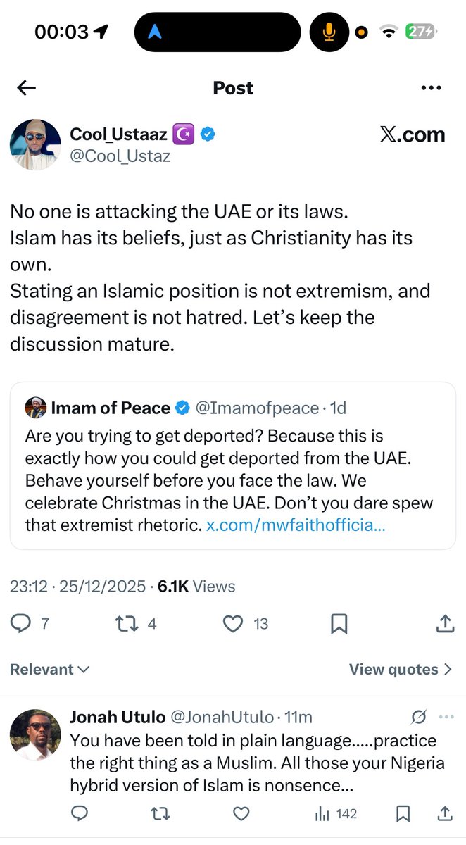OurFavOnlineDoc's tweet image. A Nigerian tries to defend religious intolerance before an Emirati-born islamic sheikh from UAE and he puts him in his place. 😭 😭 😭