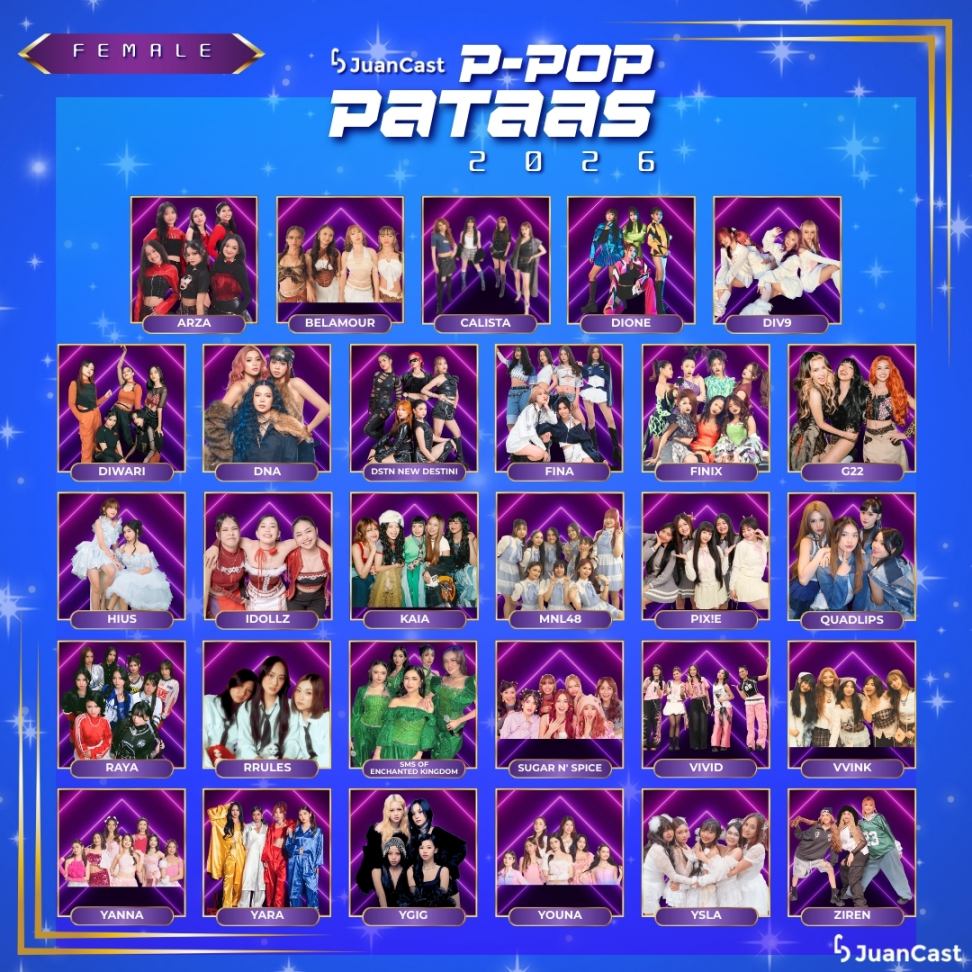 NotJuanCastPH's tweet image. P-pop pataas, pangarap taas-noo 📣

Narito na ang mga PPOP Pataas 2026 Female poll nominees, mga grupo o artistang patuloy na umaangat at nagbibigay-buhay sa industriya ng P-pop!

Narito ba ang iyong paborito? I-cast na ang iyong boto at suportahan ang iyong paboritong P-pop…