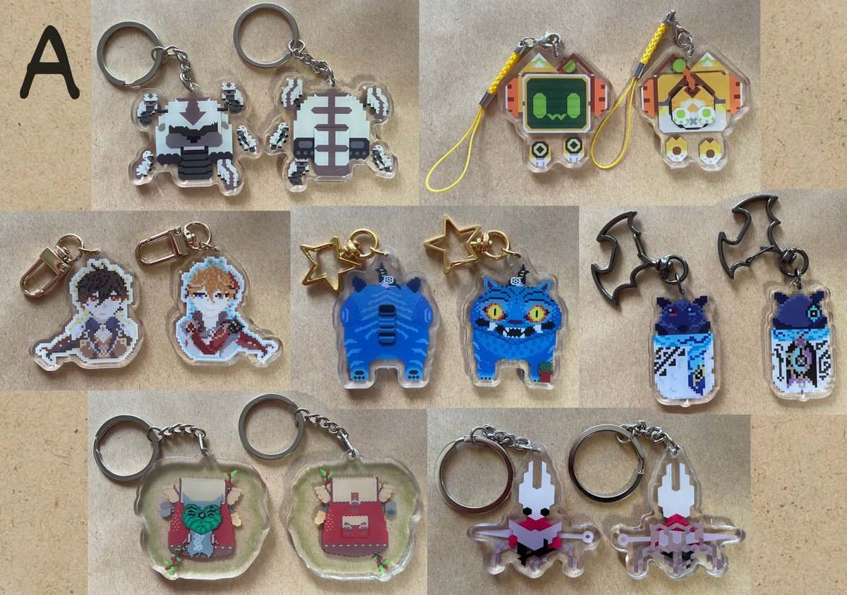 Obsideye's tweet photo. Catalogue for tomorrow! Come support me at B20-21 :3 #TheEOY2025 #TheEOY

Group A items (Keychains):
1 for $10 / 2 for $18 / 3 for $21

Group B items (Keychains and animated sticker):
1 for $7 / 2 for $12 / 3 for $15

Group C items (Phone charms):
1 for $5 / 2 for $9 / 3 for $12 https://t.co/nTkn5n2XUy