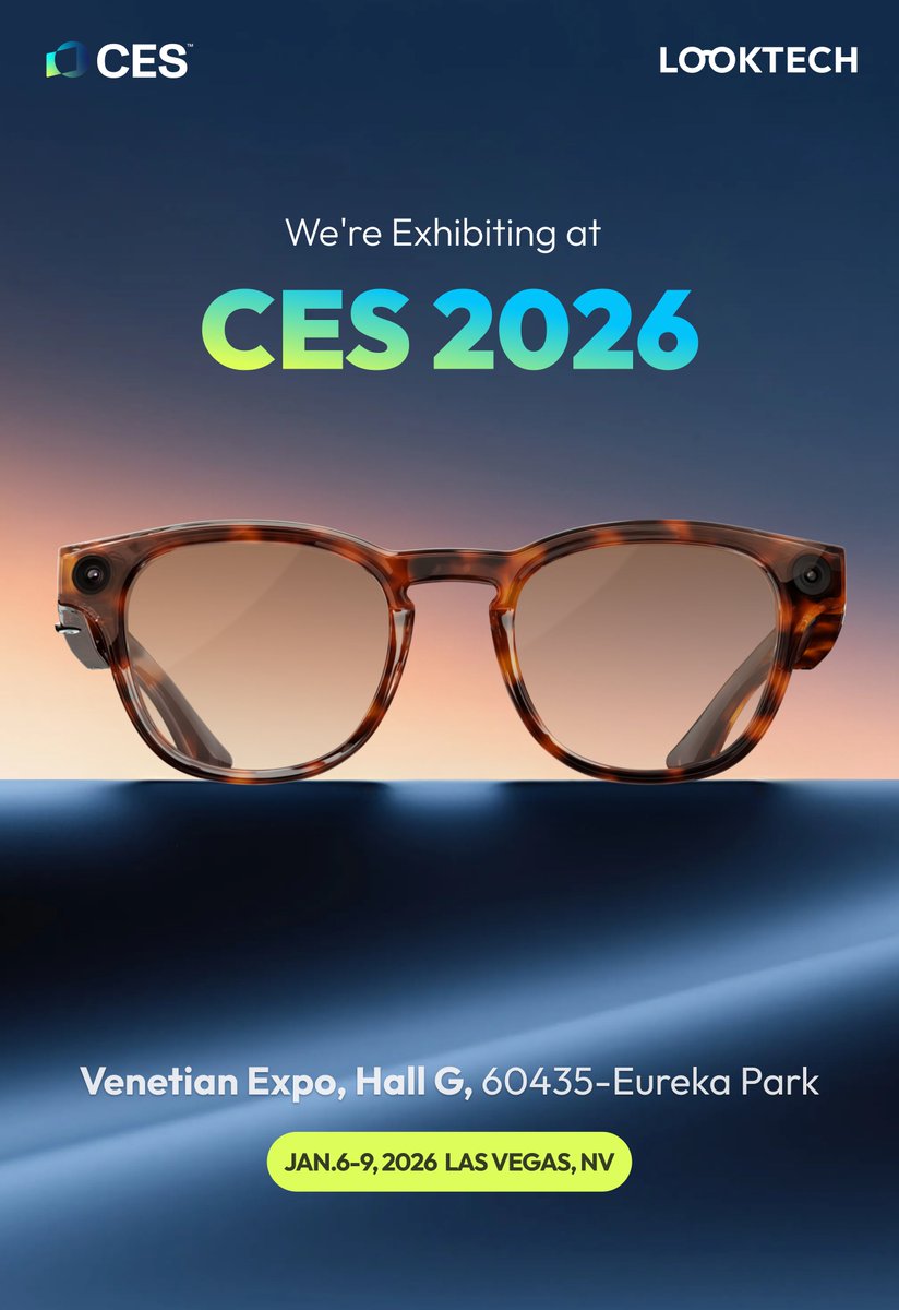 We’re excited to announce that LOOKTECH will be exhibiting at CES 2026.
Come experience AI glasses with memory, designed for all-day wear and continuous understanding.
📍 Eureka Park, Booth #60435
shorturl.at/tPM01