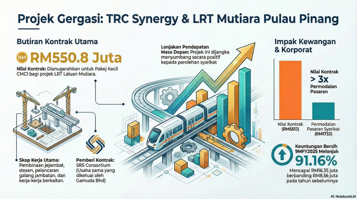 akmalnism's tweet photo. RM550.8 JUTA NILAI PROJEK UNTUK USAHAKAN LRT P.PINANG 🚝

TRC Synergy telah dianugerahkan kontrak bernilai RM550.8 juta untuk kerja2 pembinaan jejambat, stesen dan kerja2 berkaitan untuk menjayakan projek LRT Mutiara P.Pinang

Kontrak ini diberi oleh SRS Consortium yang... https://t.co/ejS7quXas7