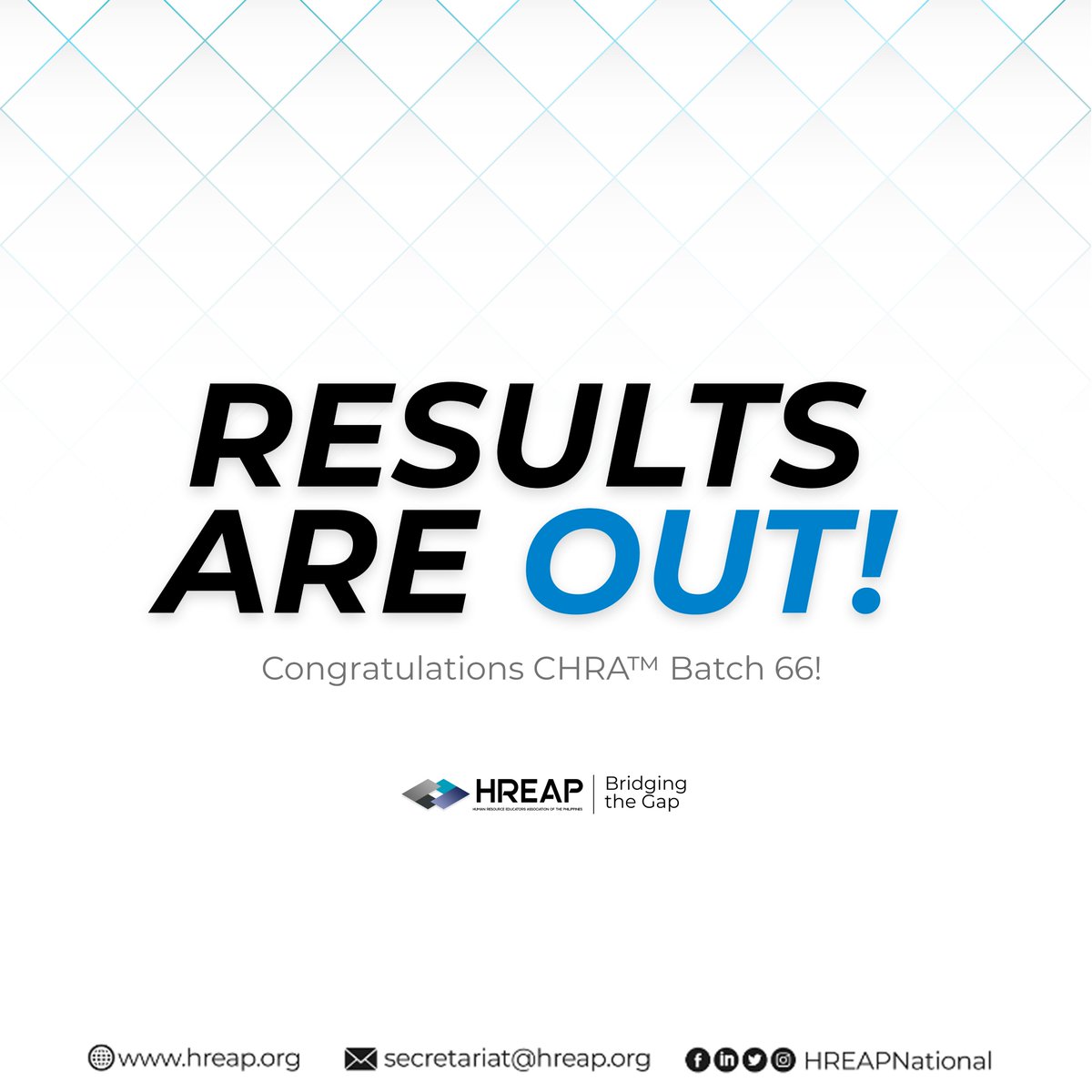 HREAPNational's tweet photo. Congratulations to all examinees who successfully passed the Certified Human Resource Associate (CHRA)™ by HREAP Assessment Examination, held in-person & online last Dec 6, 11, 15, 20 & 21, 2025.
Download a PDF copy of the results here:
https://t.co/v2sNgxvDb6
#CHRA https://t.co/DBVHf95HfW