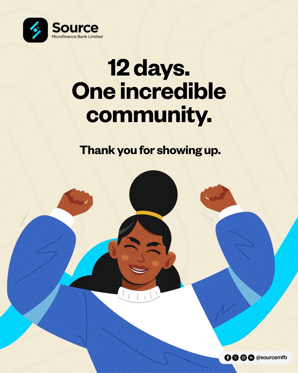 12 days, and one truly incredible community behind it all.Thank you for showing up, participating, sharing, and bringing the magic to life.

Every comment, login, tag, and tap made this season brighter.

#12daysofsourcemagic 
#sourcemicrofinancebank
