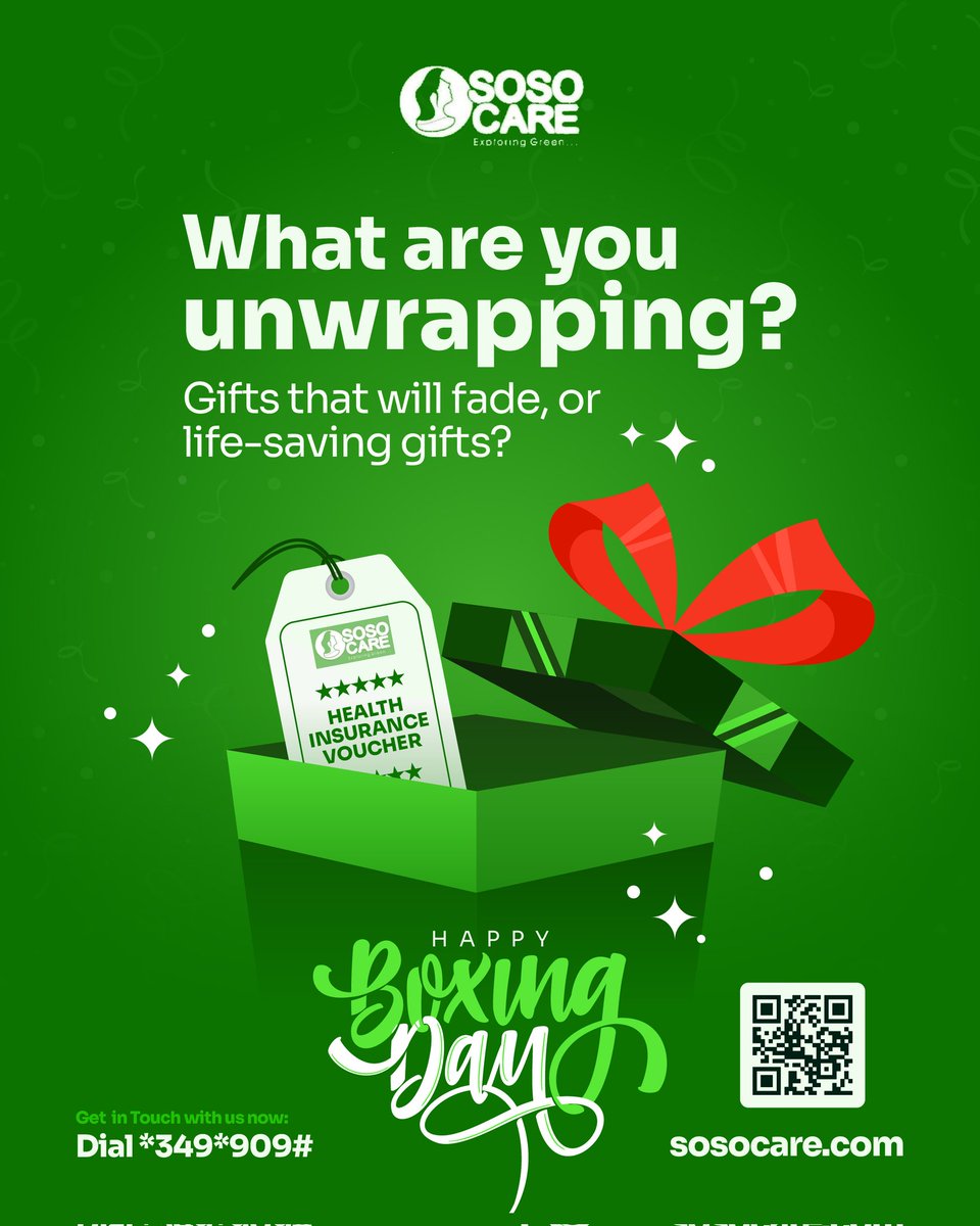 What gifts are you unwrapping? Remember to get yourself long-lasting gifts and give one too!
What gifts are you unwrapping? Remember to get yourself long lasting gifts and give one too!

Happy Boxing Day!

#Sosocare #affordablehealthcare #healthInsurance