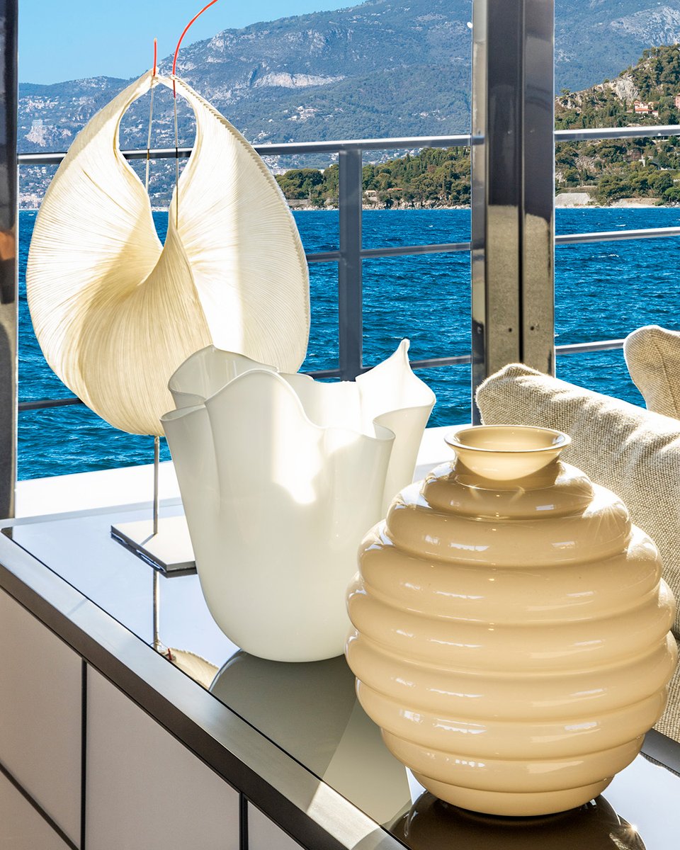 Inside the Custom Line Saetta 140', every element of décor becomes part of a crafted composition. Full-height glazing amplifies light and depth, while lacquered surfaces and refined materials from brushed metals to sculpted woods shape a unified architectural whole. 
...