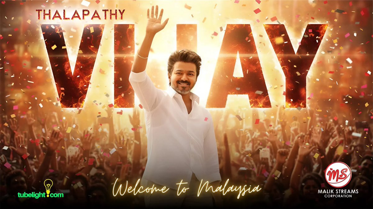 TubeLightDotCom's tweet photo. A warm welcome to Thalapathy @actorvijay in Malaysia 🇲🇾🔥

Ahead of the much awaited Thalapathy Thiruvizha and #JanaNayagan Audio Launch, history is about to be made.
Are you ready to witness one of the most iconic moments tomorrow?

#tubelighttvmalaysia #tubelightdotcom https://t.co/TWzpo44JdP
