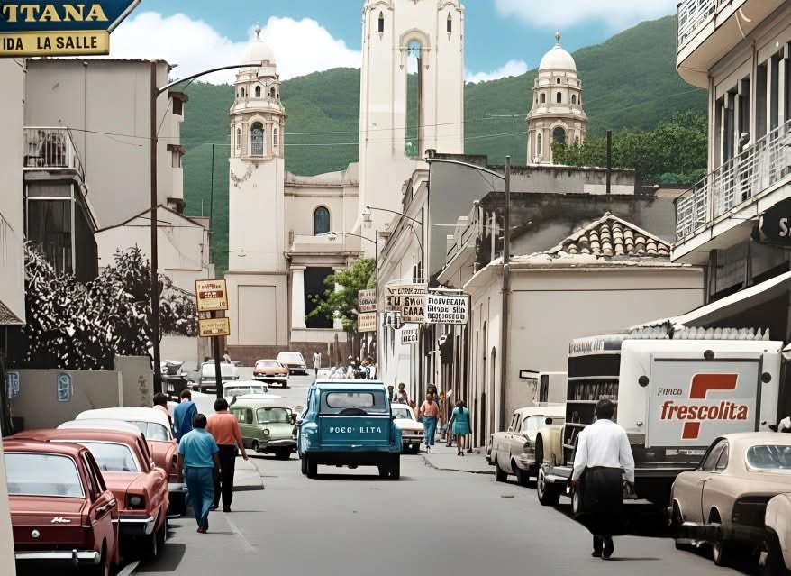 Caracascuentame's tweet photo. Caracas, años 70.  De Saman a Fe. Allí está la edificación del antiguo Hotel Roma, la calle que comienza va a terminar hasta la iglesia de la Santísima Trinidad o mejor conocido como Panteón Nacional https://t.co/gUhUIZcOlN