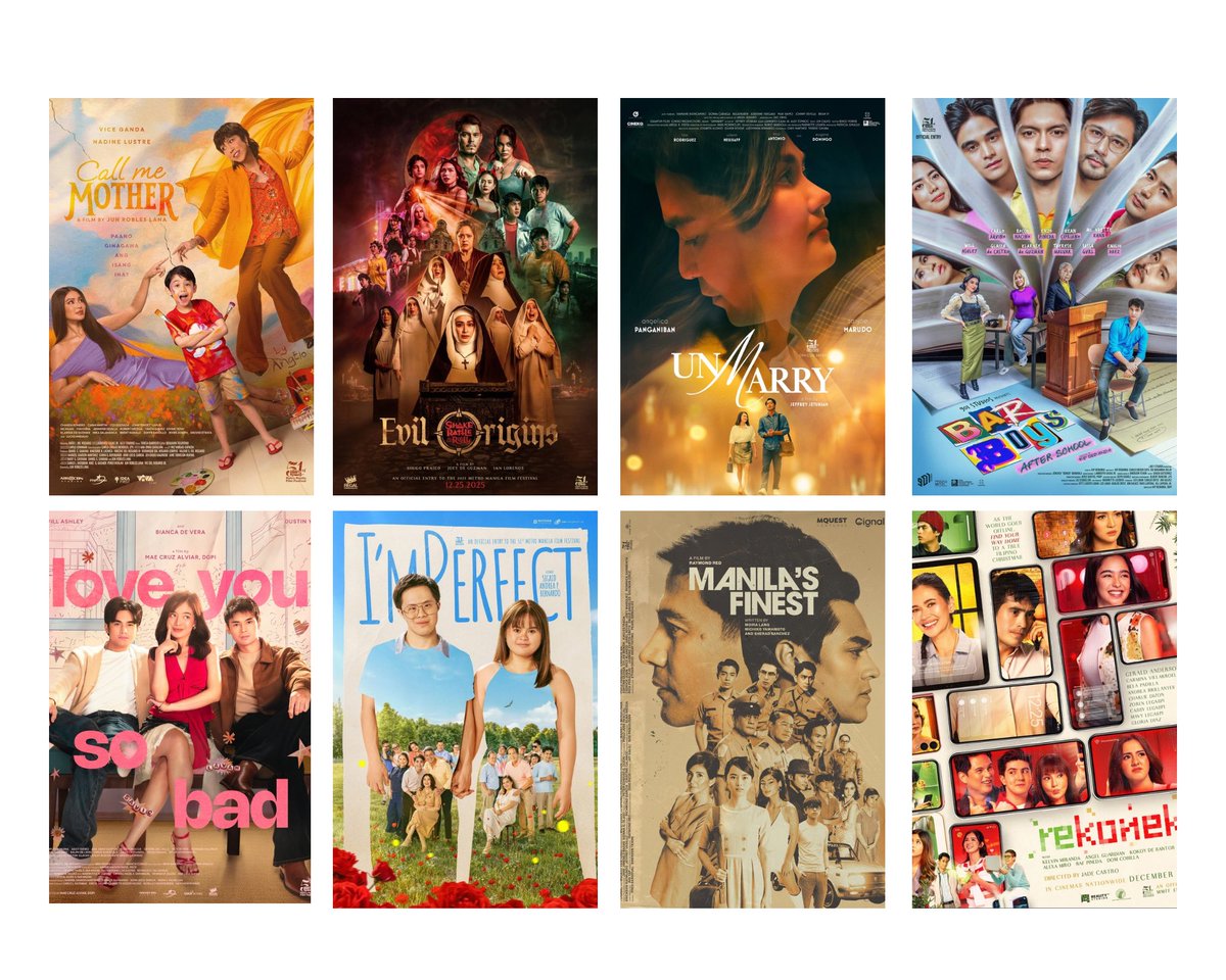 PopPlanet_'s tweet photo. MMFF 2025 Day 1 Box Office Rankings:

1. Call Me Mother - ₱49M
2. Shake, Rattle, Roll: Evil Origins
3. Unmarry
4. Bar Boys: After School
5. Love You So Bad
6. I’m Perfect
7. Manila’s Finest
8. Rekonek

@mmffofficial #MMFF2025 https://t.co/qERXRK9kNX