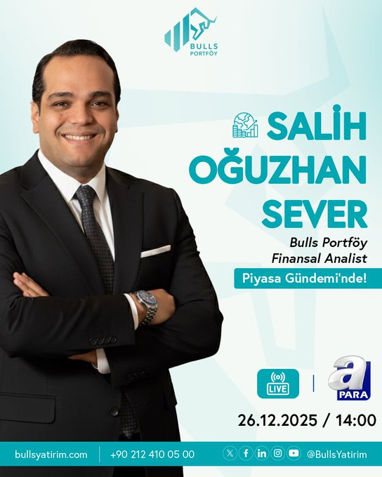 CGivord's tweet photo. 📺 Bulls Portföy Finansal Analisti Salih Oğuzhan Sever, bugün saat 14.00’da A Para’da “Piyasa Gündemi” canlı yayın programında piyasalara dair son gelişmeleri değerlendirecek.

📊Piyasalara dair en güncel yorumlar için takipte kalın! https://t.co/vL46fzMdH5