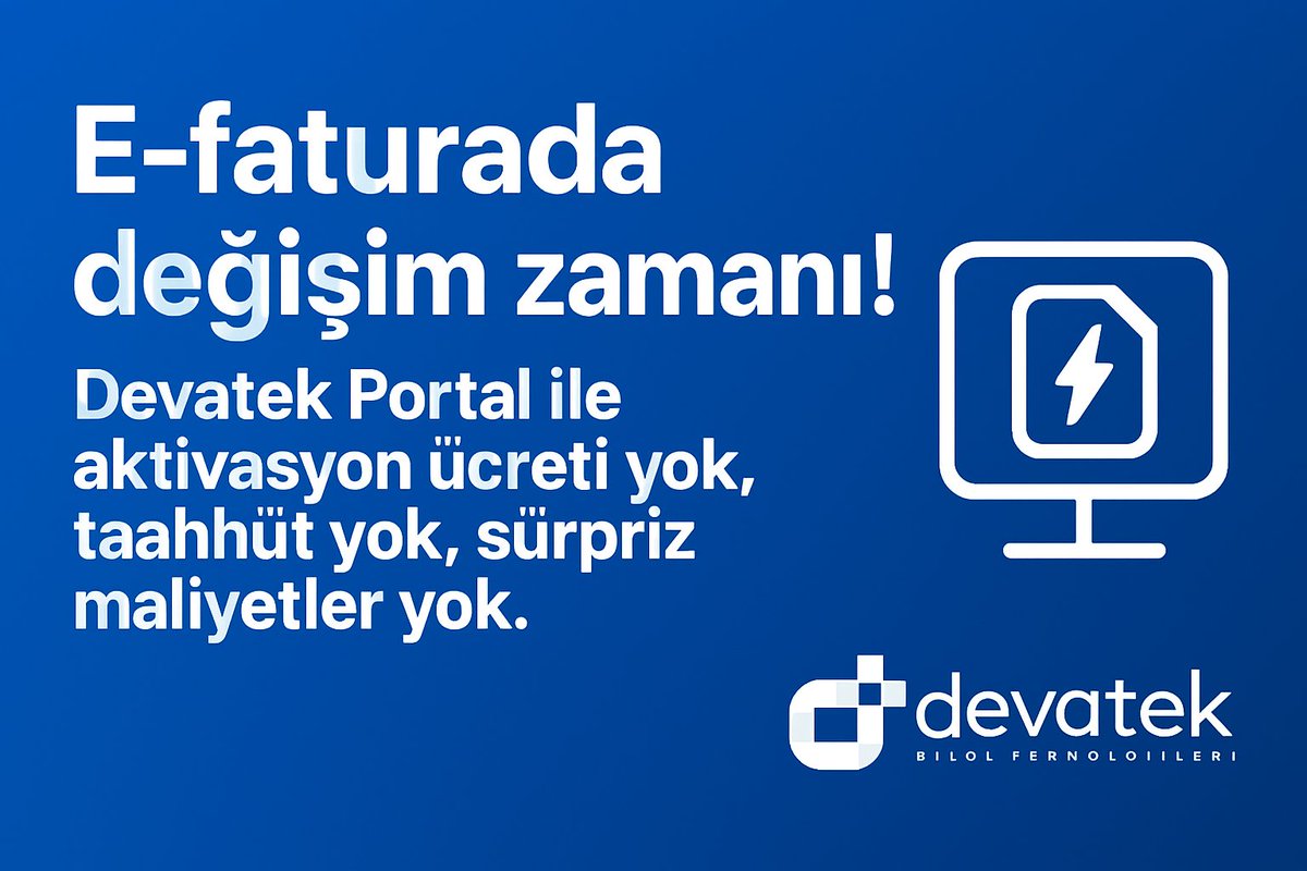 devatek_bt's tweet photo. 📢E-faturada değişim zamanı! Devatek Portal ile aktivasyon ücreti yok, taahhüt yok, sürpriz maliyetler yok. İhtiyacınız kadar kontör satın alıp kullanın.
Başvuru ve detaylar için:
https://t.co/7UFtaIwj46 

 #efatura 
#eirsaliye 
#unideva 
#DevatekPortal https://t.co/Fj9E8O4DP9