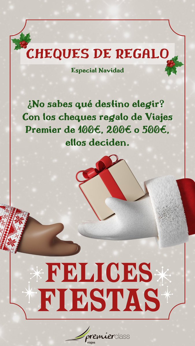 ¿No sabes qué destino elegir? ✈️
Con los cheques regalo de Viajes Premier de 100 €, 200 € o 500 €, ellos deciden dónde viajar. 
Tú aciertas seguro!🌎