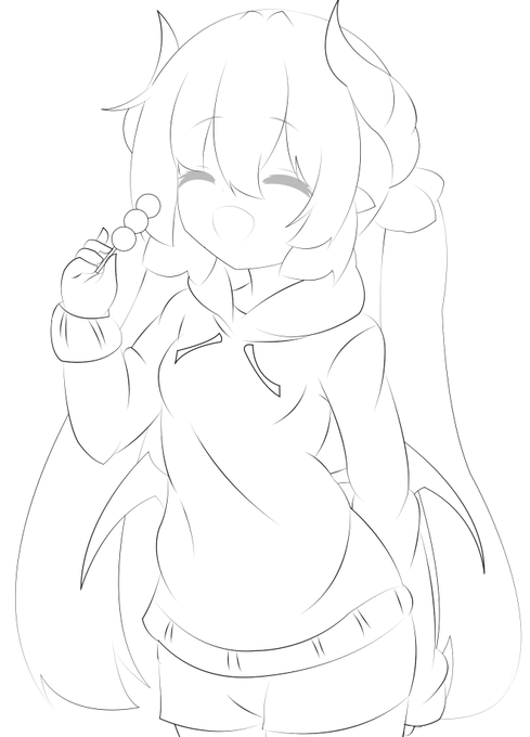 ジュンコ誕生日絵線画 今日で塗る予定