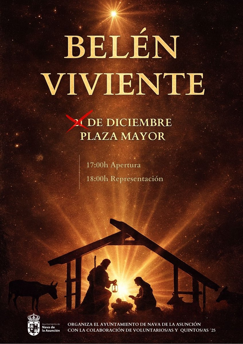 ¡Ahora sí! Os recordamos que este domingo 28 se celebra el Belén Viviente, aplazado anteriormente por las condiciones meteorológicas
