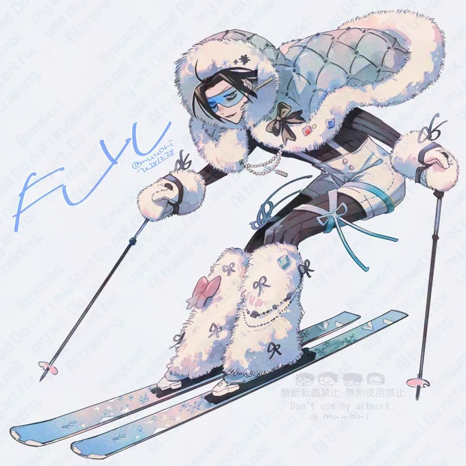 #イラスト 再掲 創作男子大学生ナツアキハルフユウィンタースポーツ