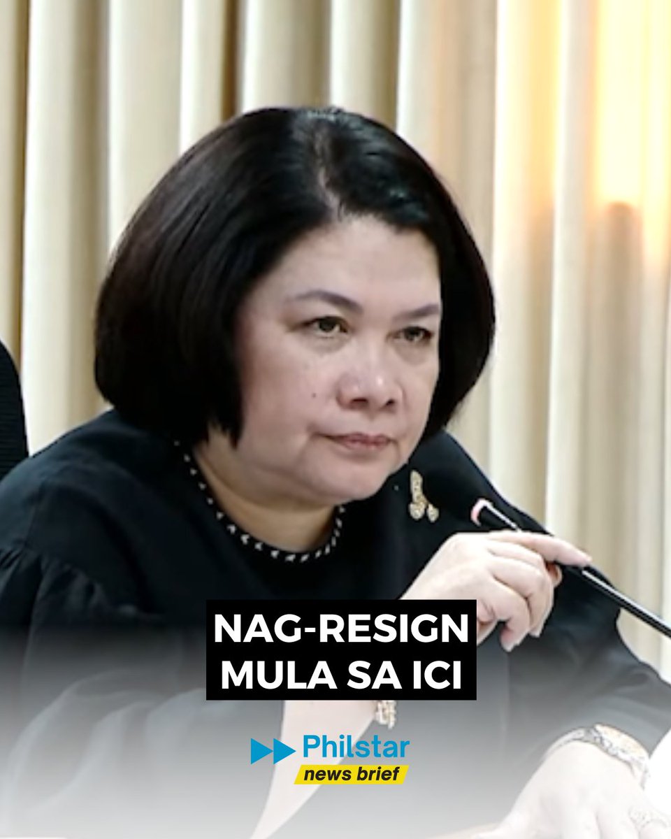 #PhilstarNewsBrief: Nagbitiw sa puwesto si Independent Commission for Infrastructure o ICI Commissioner Rossana Fajardo, epektibo Disyembre 31, 2025.

Ayon kay Fajardo, natupad na niya ang kanyang mandato sa komisyon, partikular sa pangangalap ng ebidensya at imbestigasyon ng mga