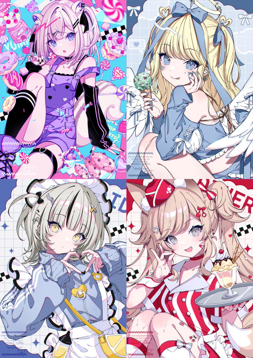 イラスト4枚セット 2025年自分が選ぶ今年の4枚 オリジナルイラストが沢山描けた一年でした✨