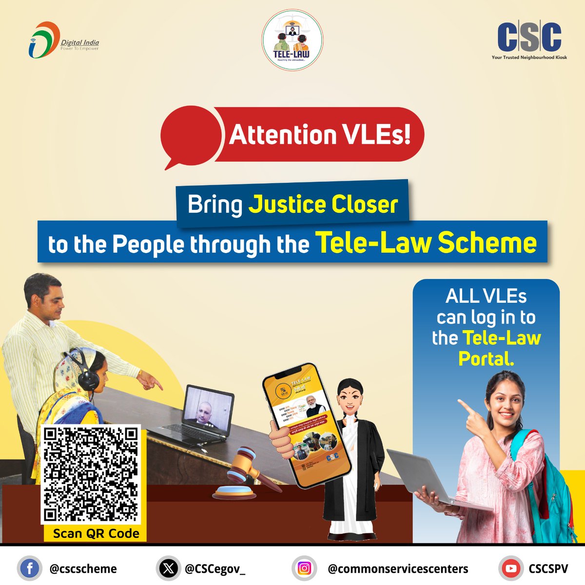 CSCegov_'s tweet photo. Bring Justice Closer to the People...

👉Support citizens through Pre-Litigation case registration
👉Earn ₹60 per case
👉Be the trusted Tele-Law representative in your community

#CSC #DOJ #DepartmentOfJustice #JusticeForAll #ReachingTheUnreached #AccesstoJustice #DigitalIndia https://t.co/2OvseVgcT8