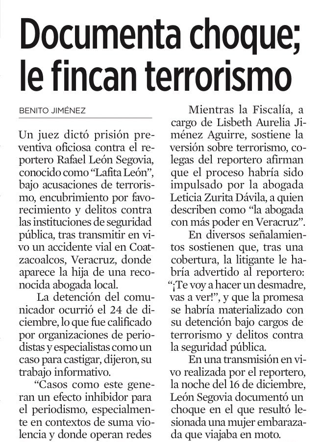 JoseMarioMX's tweet image. Todo empezó con un celular y un choque en la calle. Un reportero transmitió lo que estaba pasando, como lo hacen cientos todos los días. Días después, no hubo réplica ni derecho a responder: hubo detención. Y el golpe no fue menor: terrorismo, cárcel automática, Navidad en…