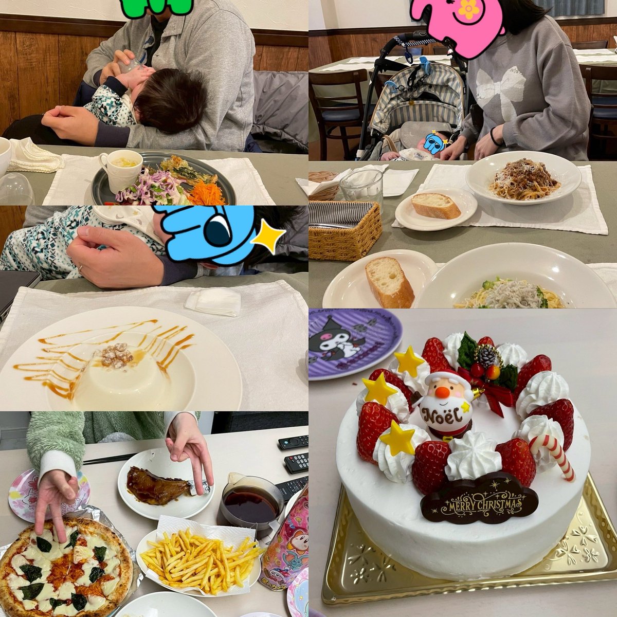 bochi__bocchi's tweet photo. 24日　長男が終業式で帰ってくる前に妻とイタリアンランチ→夕飯はピザ、チキン、ポテトとシャンメリーからの地元ケーキ屋のいちごケーキ🍰でお腹いっぱいでした🥳 https://t.co/TztFQReZZx