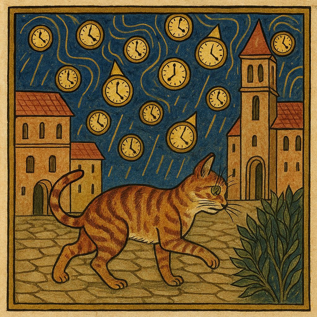 meowgalleryai's tweet photo. Can’t get over this cuteness! 🥰

Prompt:A cat walking stealthily in a city where clocks rain from the sky, in Medieval European art style.

#AIArt #AICats #DigitalArt #CatArt #CatLovers #AIArtwork #MeowWeek #FelineDay #AIgenerated #CatsofTwitter https://t.co/pjUt237kzo