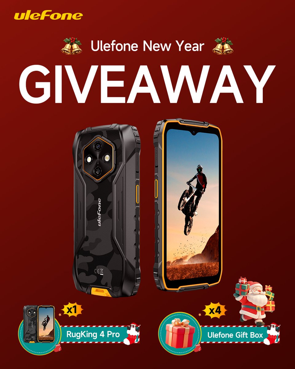 🎁 New Year Giveaway 🎁
To celebrate 2026, we’re giving away the all-new #UlefoneRugKing4Pro and exclusive Ulefone gift boxes!
5 Winners | Ends Jan 6, 2026
👉 Join now: ulefone.com/pages/christma…

#UlefoneChristmasGiveaway #Ulefone #ChristmasGiveaway #UlefoneRugKing4Pro