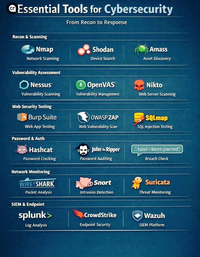commonerr's tweet image. Tools you should focus on as a CyberSecurity analyst 👀