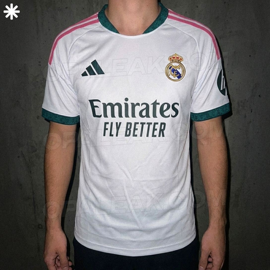 MadridXtra's tweet image. Real Madrid 2026/27:

🤍 Home Kit: white, green, magenta
 
💚 Away Kit: green

🩷 3rd Kit: pink