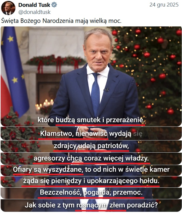 Dopiero dzisiaj zamiast życzeń świątecznych natrafiłem na tą szczerą spowiedź publiczną wymieniającą wszystkie najważniejsze grzechy #RezymTuska.
Odpowiadając na kończące pytanie - wystarczy dymisja i dowolne poddanie się karze:👇