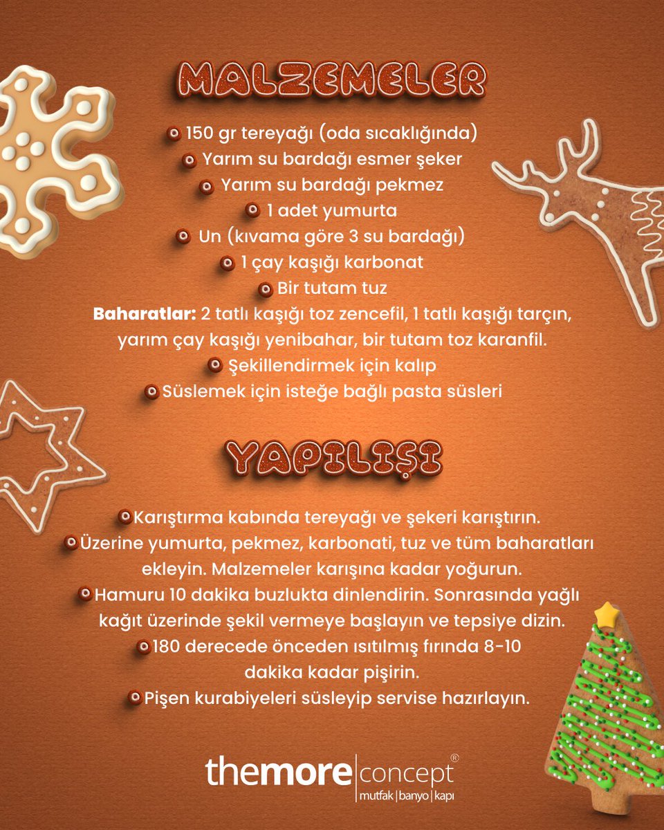 Yeni yıl akşamı ikram edilebilecek en iyi Gingerbread kurabiyesini yapıyoruz! 🍪

🎄Tarifi kaydetmeyi unutmayın! Afiyet olsun!

Mutfak modeli: Arel