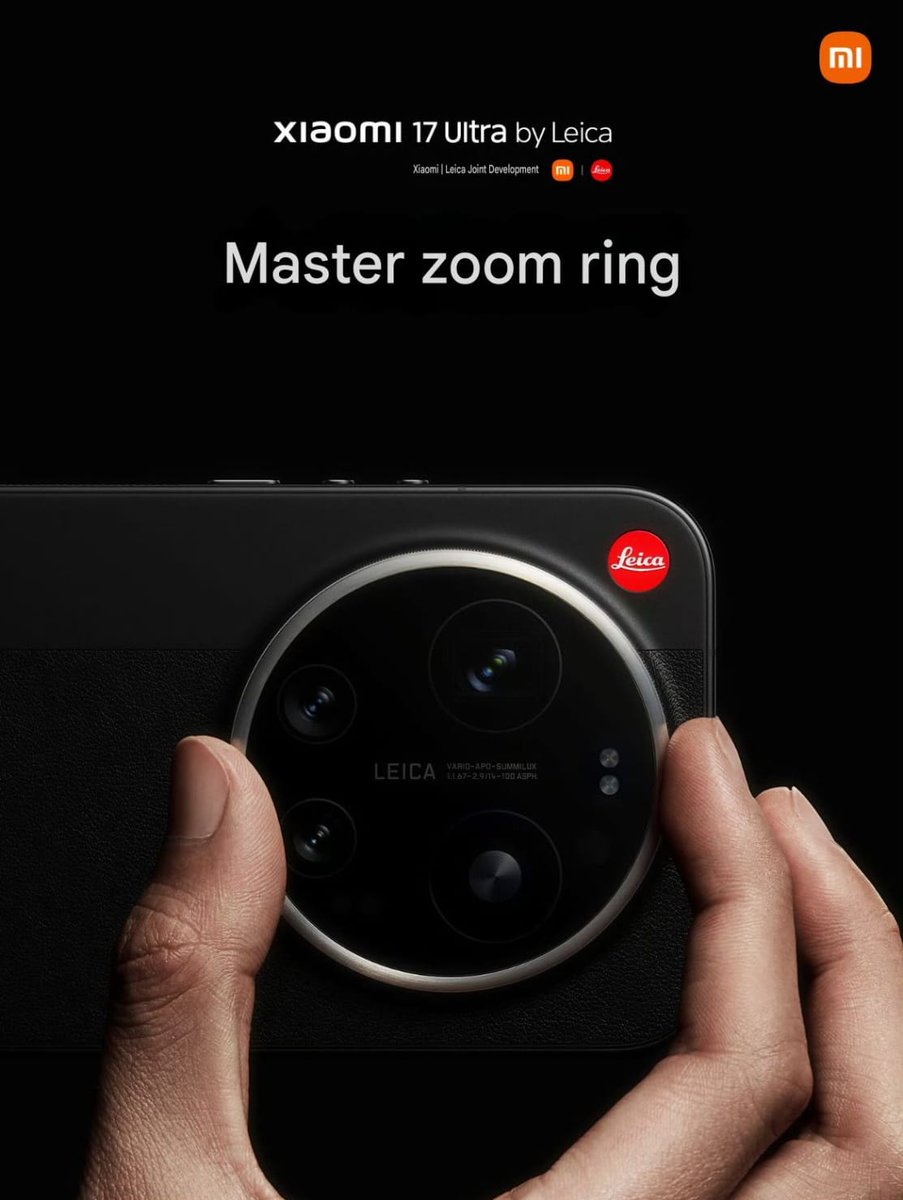 harinarayananpc's tweet photo. Kudos to Xiaomi for making this a reality! 

A zoom ring around the camera module.
 
Exclusive to the Xiaomi 17 Ultra Leica Edition. https://t.co/6FzP5vENZ8