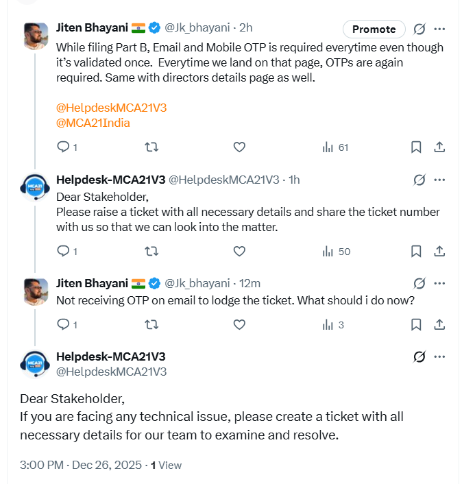 Never ending circus..!

#MCA #mca21 #CSTwitter #DigitalIndia