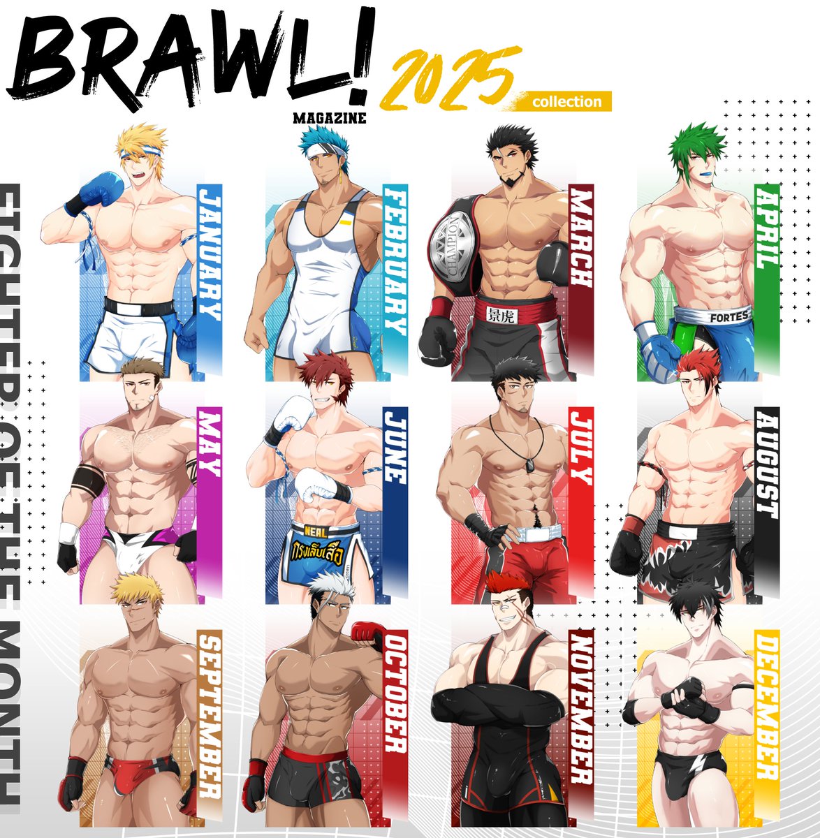 kiazu114's tweet image. 2025 lookback/art summary, but it's a fighter calendar instead