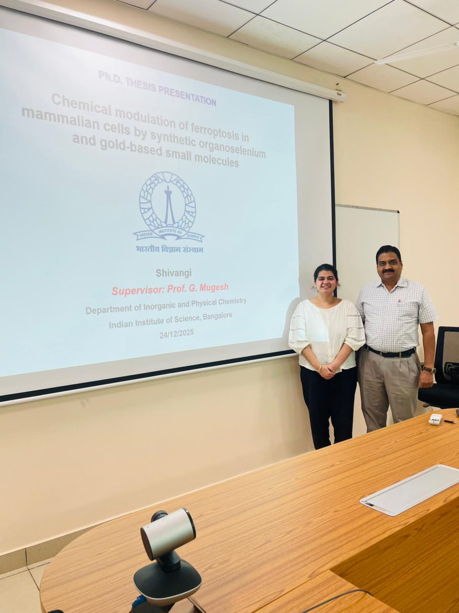 MugeshLab_IISc's tweet photo. Congratulations to Dr. Shivangi for successfully defending her PhD thesis. We extend our sincere gratitude to Prof. Jitendra Kumar Bera for chairing the defense. 
@Shivang82663285 https://t.co/fjIIj37dUs