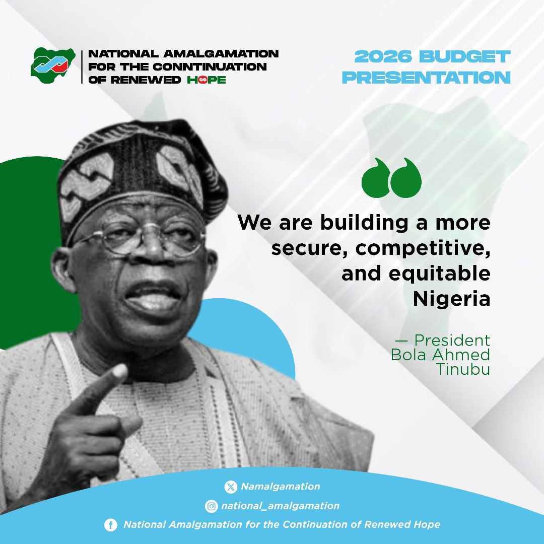NAmalgamation's tweet photo. President Bola Ahmed Tinubu is building a safe Nigeria where the voice of every citizen home and abroad will be heard.

#RenewedHope
#NACRH https://t.co/fBdtr3bh9N
