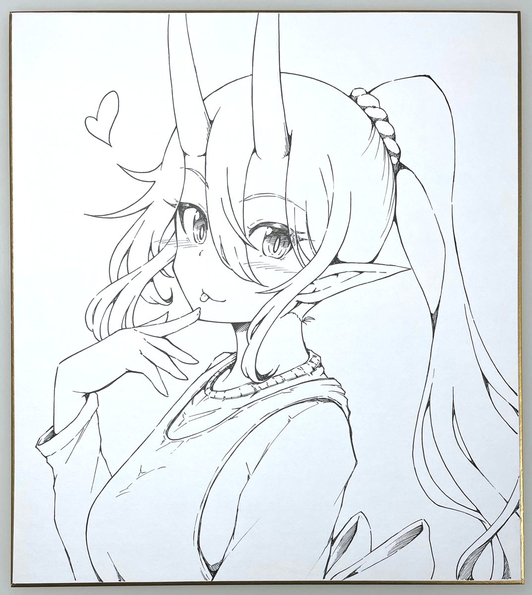 冬コミに持って行く鬼嫁ちゃんの色紙描いてますー!!!! 