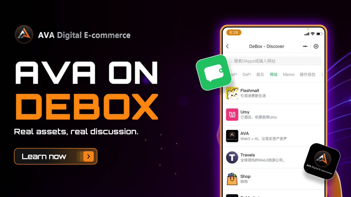 AVANewEra's tweet photo. AVA is on DeBox.
Feel free to drop by and discuss RWA &amp; real economy on chain.
#AVA $AVA #DigitalEcommerce #DeBox https://t.co/KKAw3VSDEI