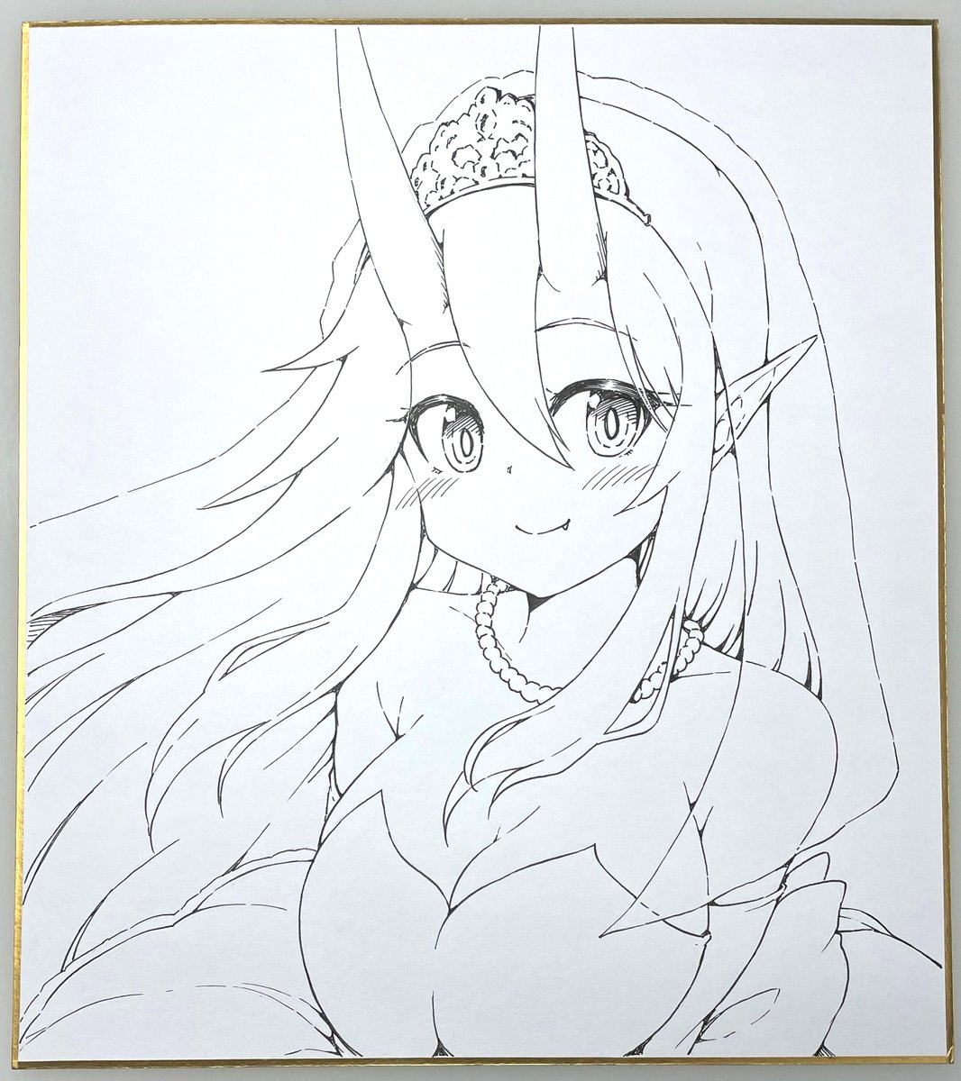 冬コミに持って行く鬼嫁ちゃんの色紙描いてますー!!!! 