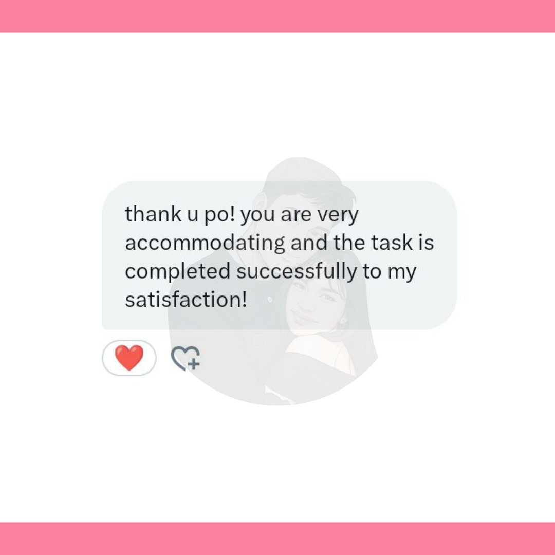 acadsbymiksui's tweet photo. ꒰ #miksuivouches ꒱

thank you to our clients for the positive feedbacks. your trust in miksui's knowledge and skills means a lot. we're grateful for the opportunity to handle your tasks and deliver work that meets your expectations. 🤍 https://t.co/MkktOp4W8l