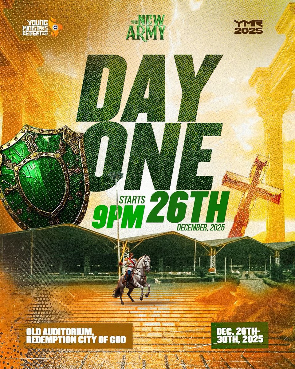 It’s the YMR DAY

we trust the Lord for the rain of His Glory

Don’t miss YMR 2025

9pm
Old Auditorium Redemption city, Ogun State.
