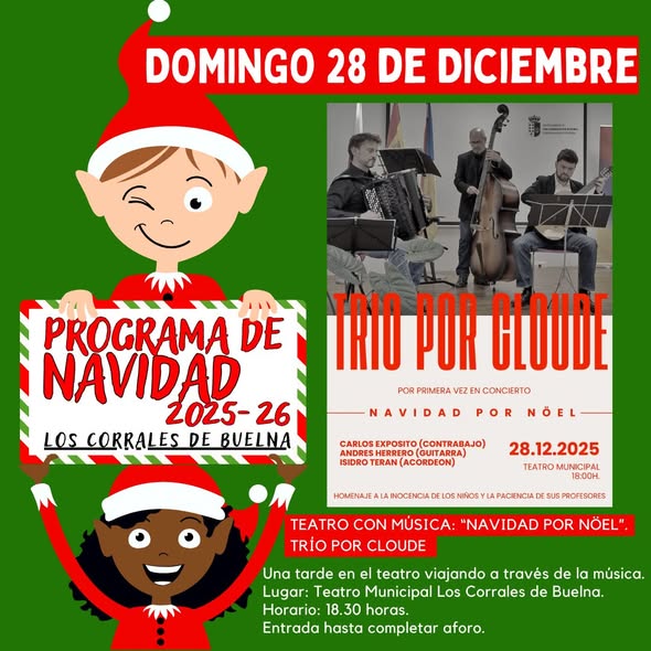 🎅🎄FIN DE SEMANA NAVIDEÑO 🎄🎅 
✨VIVE LA MAGIA DE LA NAVIDAD✨
Segundo fin de semana navideño en #LosCorralesdeBuelna lleno de actividades 
❤️Disfrutemos de estas fiestas con nuestra gente❤️¡Felices Fiestas y Feliz Navidad!🎄🎅🥳
#gobiernodeloscorralesdebuelna
#sientelashuellas