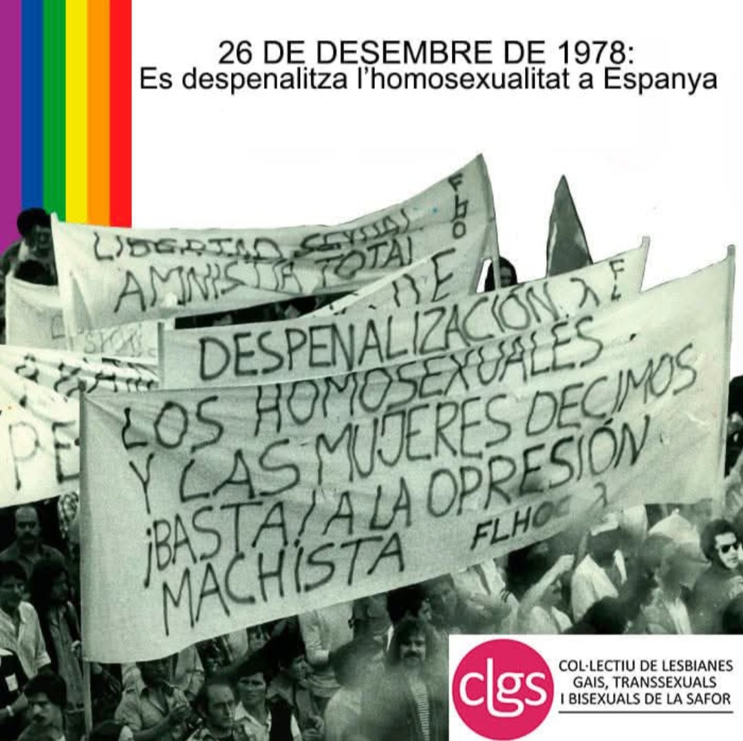 CLGS_SAFOR's tweet image. Hui es compleixen 47 anys des de que en Espanya es va despenalitzar l'homosexualitat.
Como sempre, gràcies a l'activisme que va prendre els carrers.
#Sempreenlluita
#niunpasenrere en Drets Humans 🏳️‍🌈🏳️‍⚧️🏳️‍🌈🏳️‍⚧️